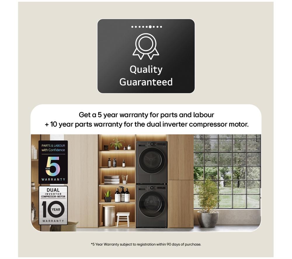 LG Series 7 AI Dry RHX7009TBB 9 kg Heat Pump Tumble Dryer - Matte Black