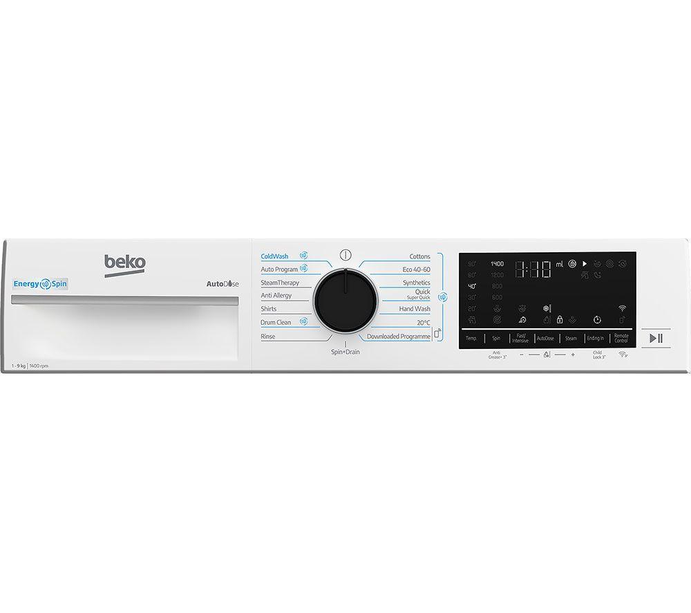 Lavadora BEKO PRO B5W5941BDW EnergySpin Autodose con WiFi de 9 kg y 1400 rpm – Blanca