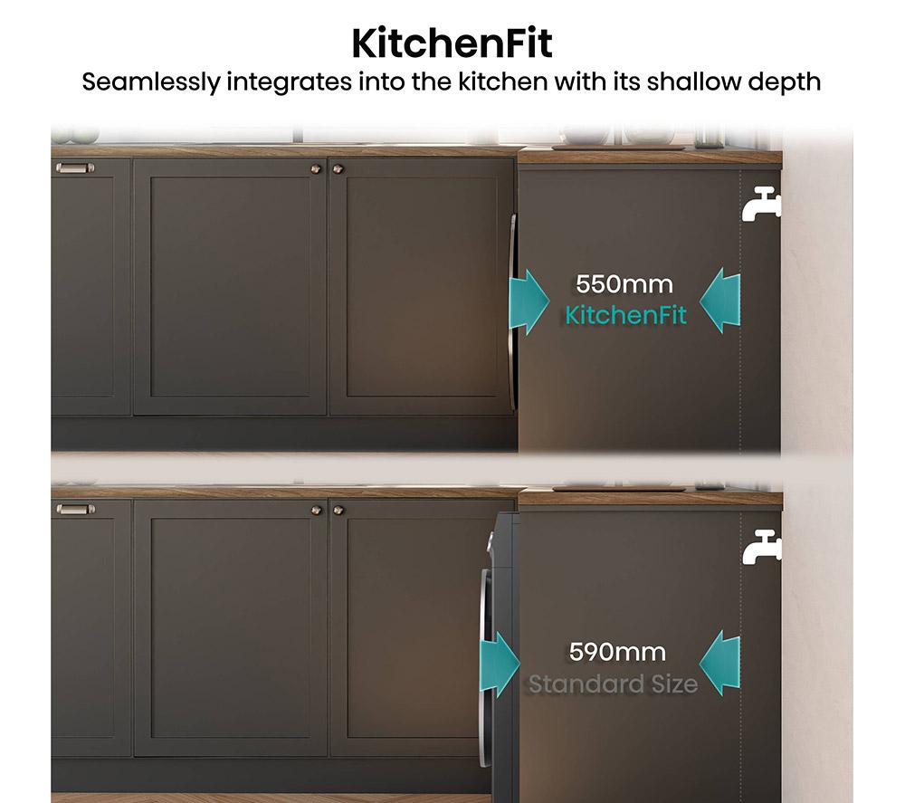 Lavasecadora HISENSE KitchenFit 5i Series WD5I1045BBQ con Wi-Fi, 10,5 kg - Negro
