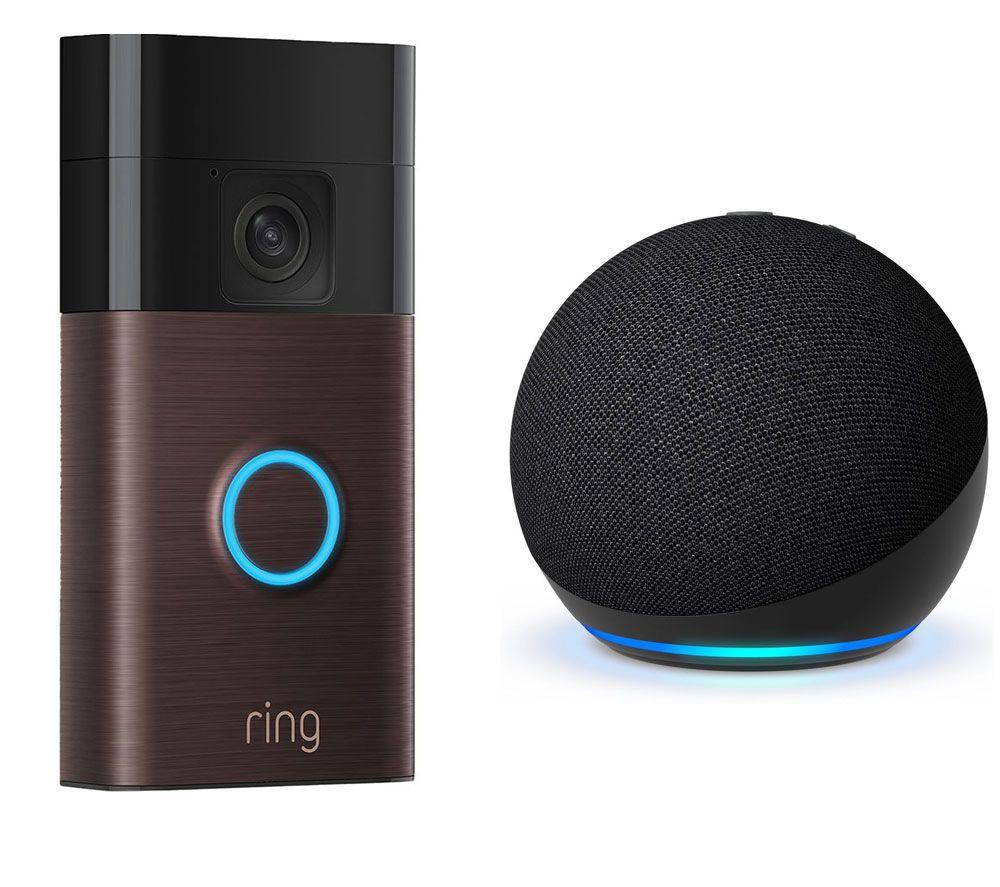 RING Battery Video Doorbell (3rd Gen) & Echo Dot (5th Gen) Smart Speaker Bundle