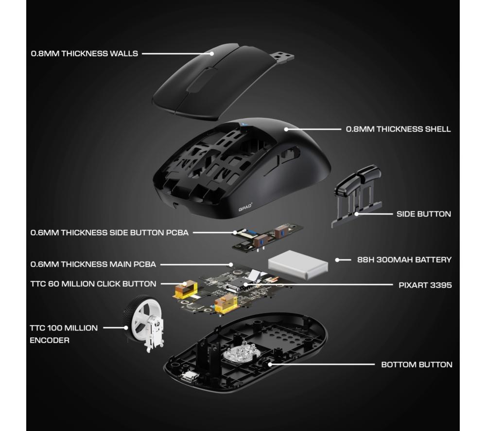 QPAD Mark Model 5 Wireless Optical Gaming Mouse - Black