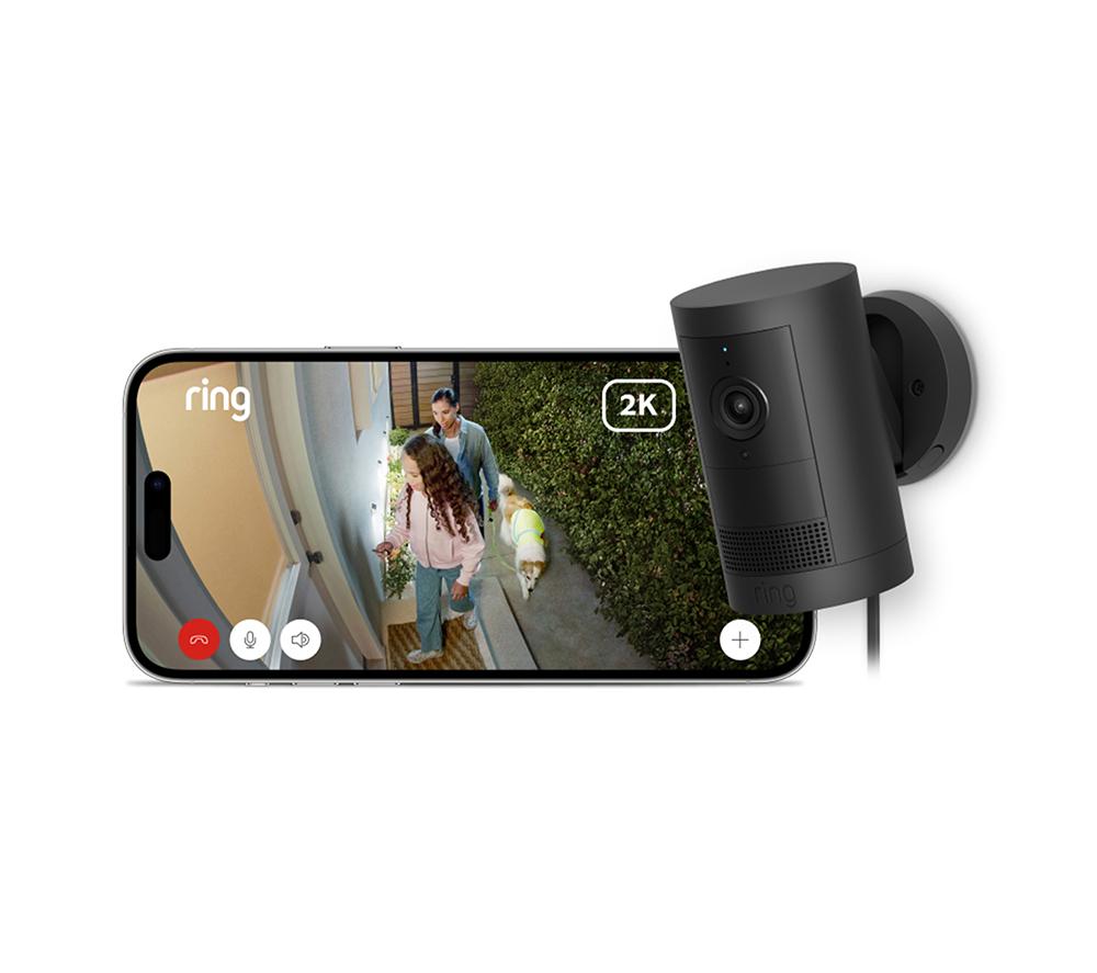 RING Outdoor Cam Plus Plug-in 2K WiFi Security Camera - Black