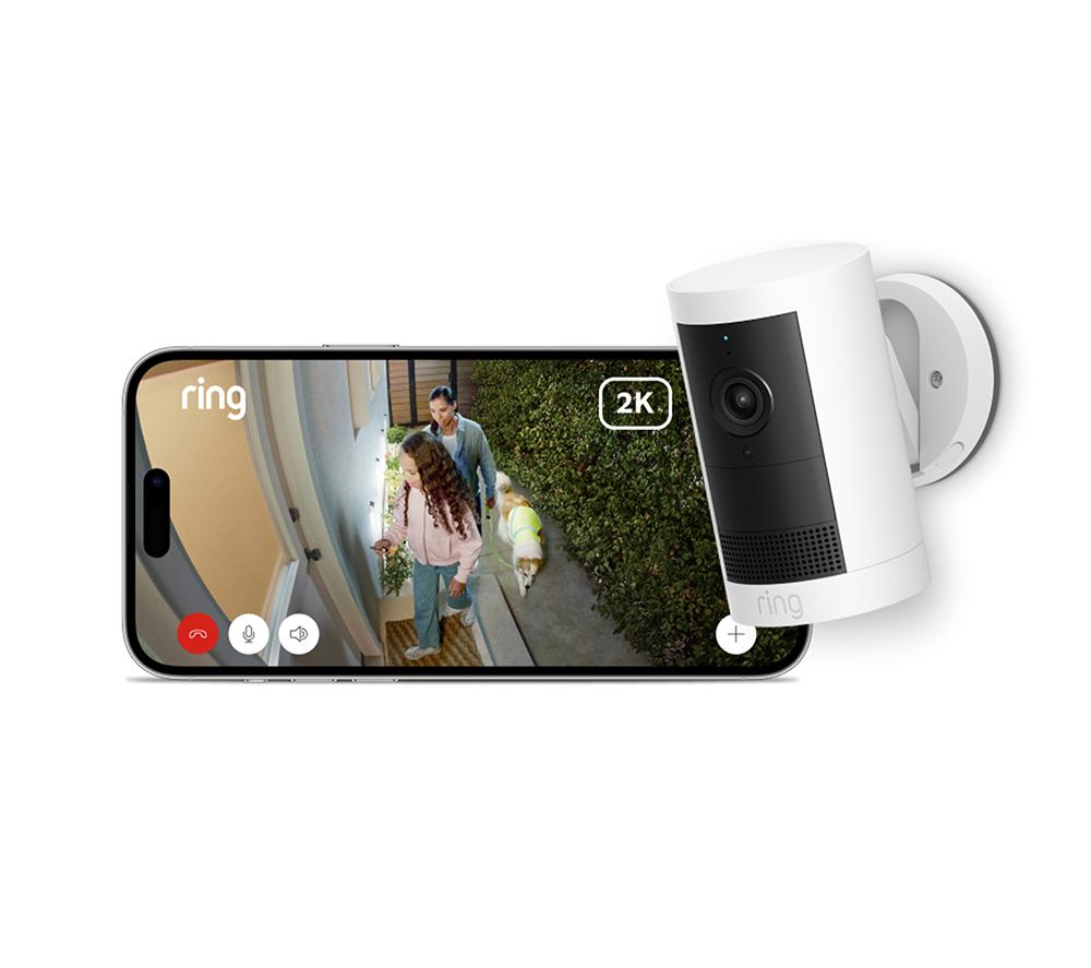 RING Outdoor Cam Plus Battery 2K WiFi Security Camera - White