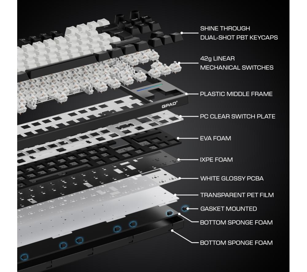 QPAD Loop TKL Mechanical Gaming Keyboard - Black & White