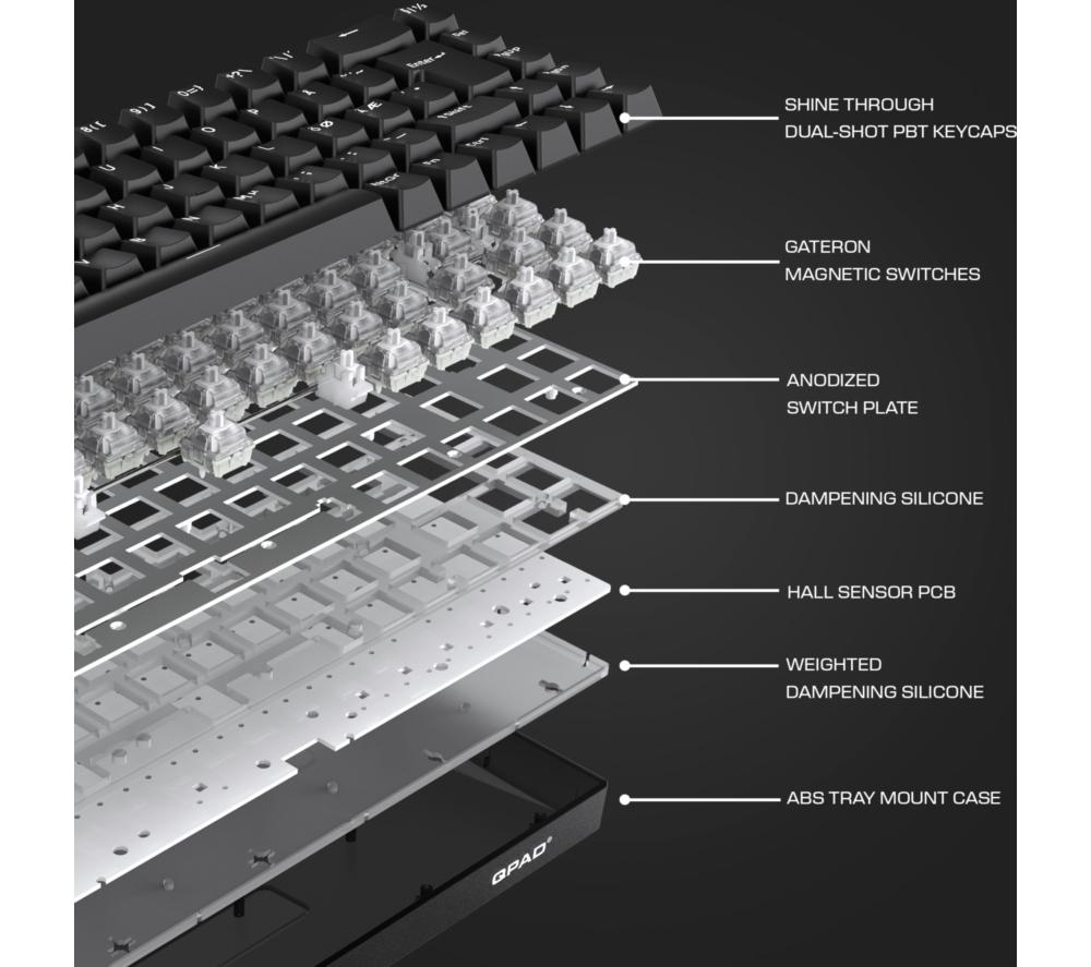 QPAD Flux 65 Magnetic Hall Effect Gaming Keyboard - Black
