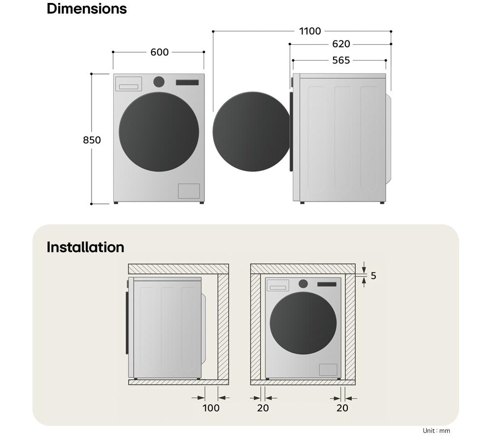 LG Series 5 ezDispense F4X5511THB WiFi-enabled 11 kg 1400 Spin Washing Machine - White