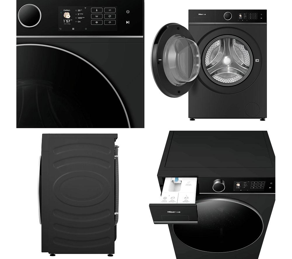 Lavadora HISENSE KitchenFit Serie 5i WF5I1045BBQ con WiFi, 10.5 kg, 1400 rpm - Negra
