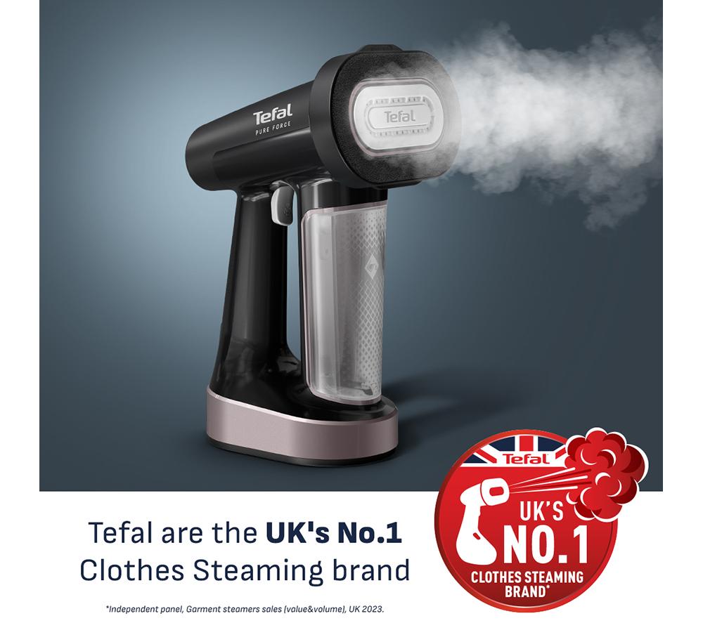 TEFAL Pure Force DT8765G0 Clothes Steamer - Cinnamon Pink Metal & Black Glamma