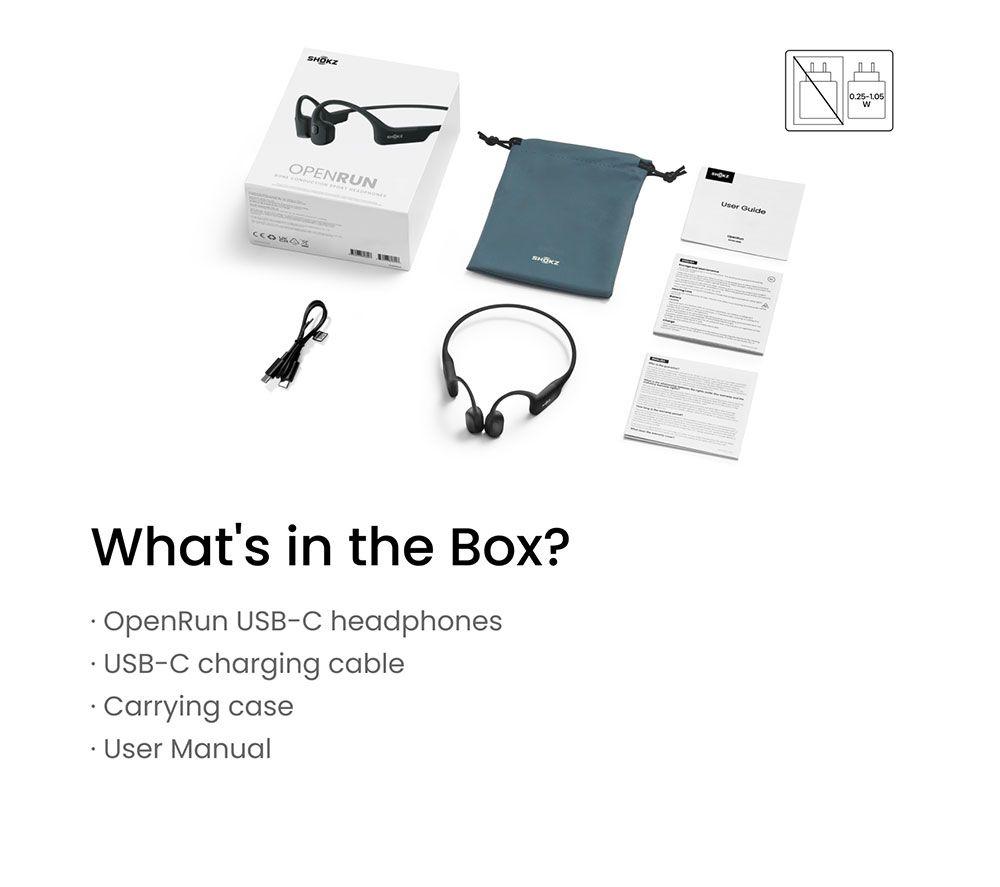 SHOKZ OpenRun USB-C Wireless Bluetooth Sports Headphones - Black