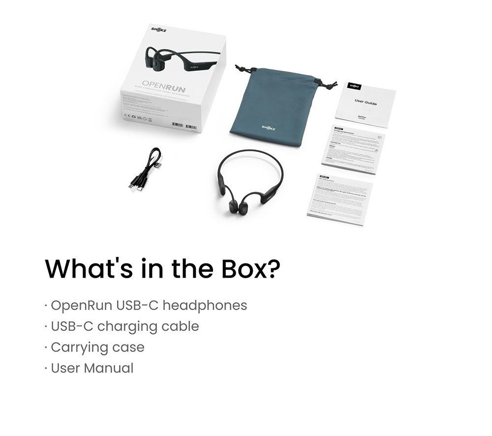 SHOKZ OpenRun USB-C Wireless Bluetooth Sports Headphones - Black