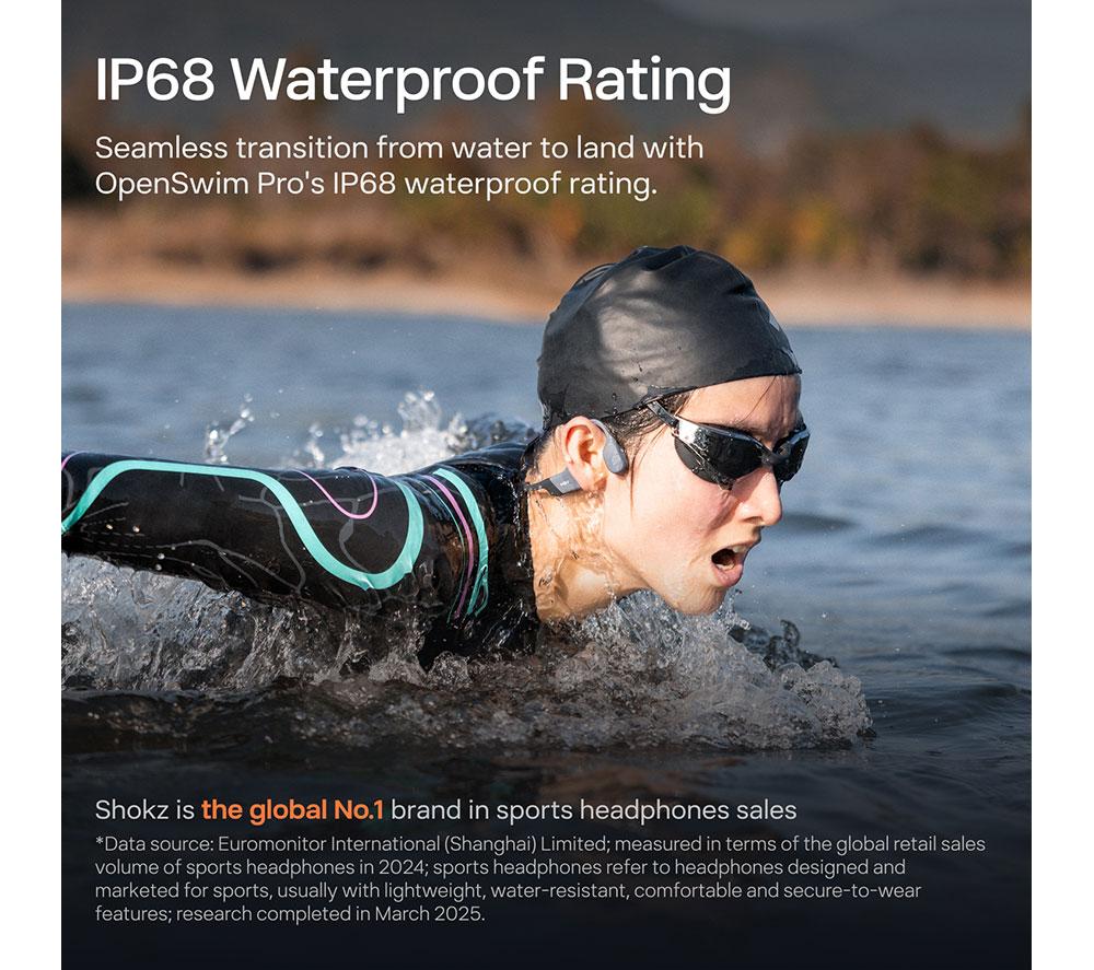 Auriculares inalámbricos Bluetooth SHOKZ OpenSwim Pro - Gris