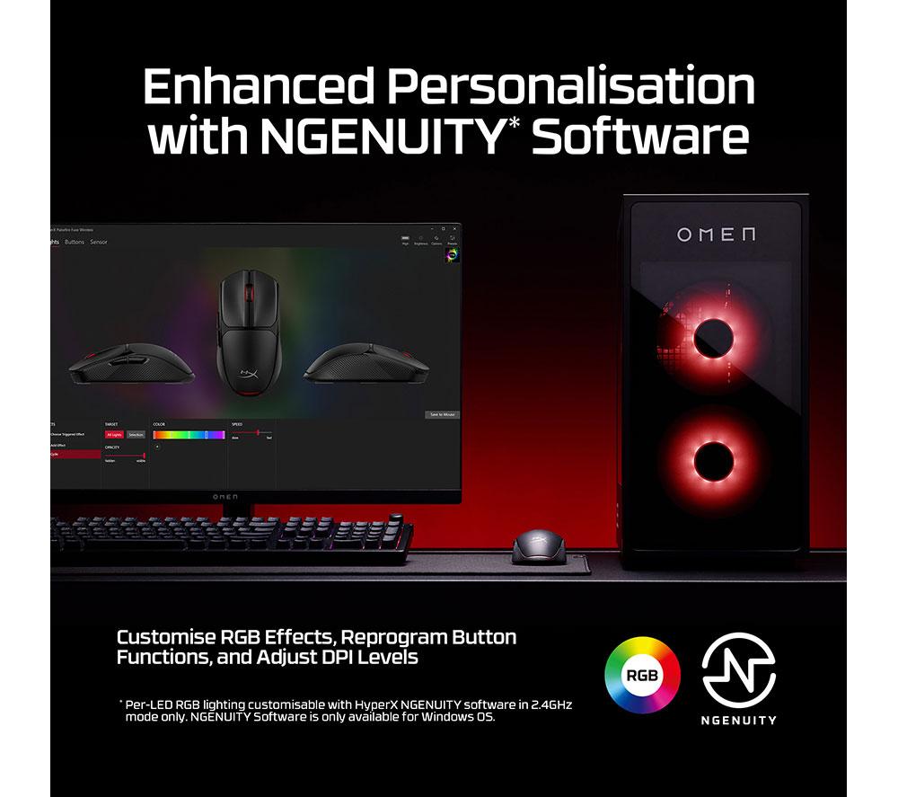 Ratón Óptico Inalámbrico para Juegos HYPERX Pulsefire Fuse RGB