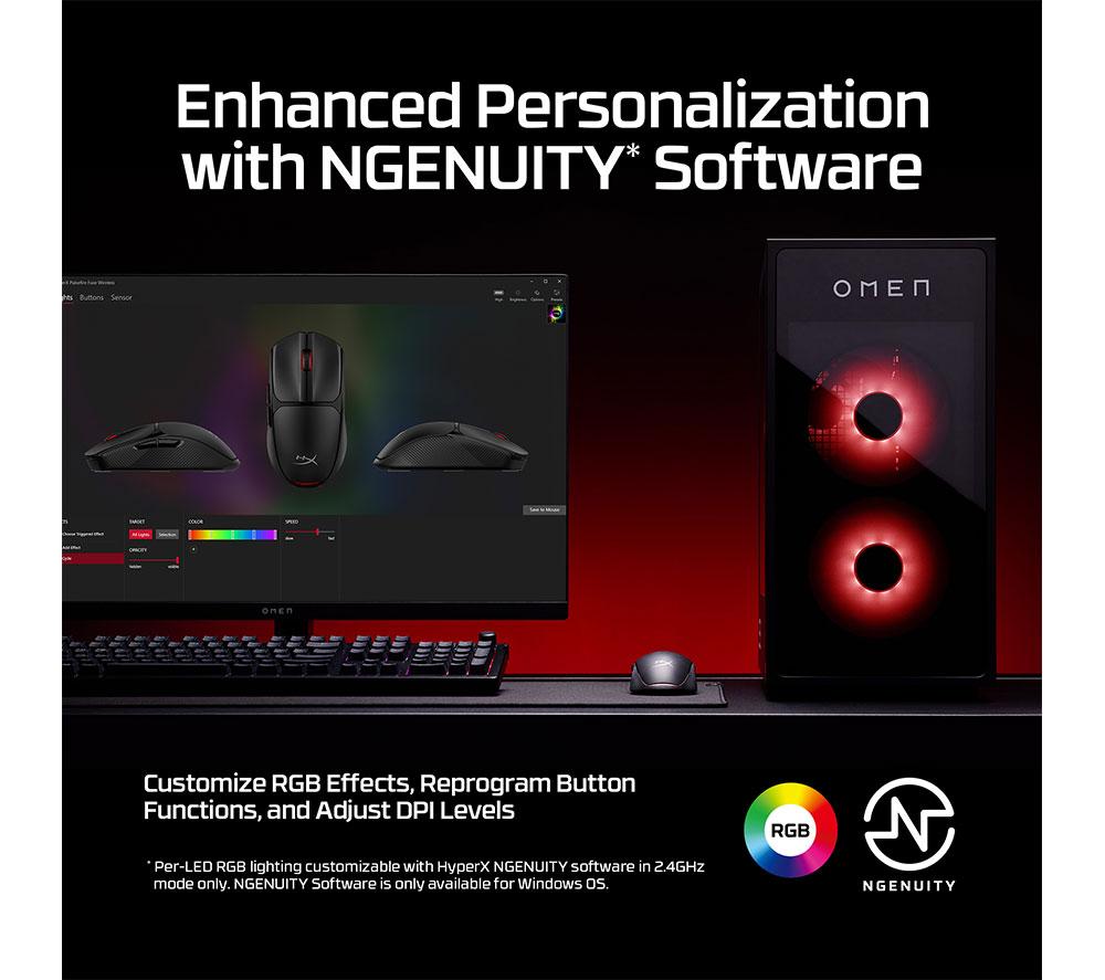 Ratón Óptico Inalámbrico para Juegos HYPERX Pulsefire Fuse RGB