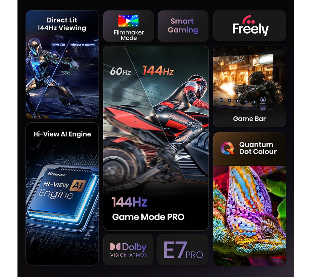 HISENSE E7Q PRO 43" QLED 4K HDR Smart TV with Freely - 43E7QTUK PRO