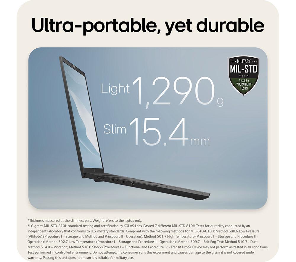 LG gram 15Z80T-G.AU78A1 15.6” Laptop, Copilot+ PC - AMD Ryzen AI 7, 1 TB SSD, Black