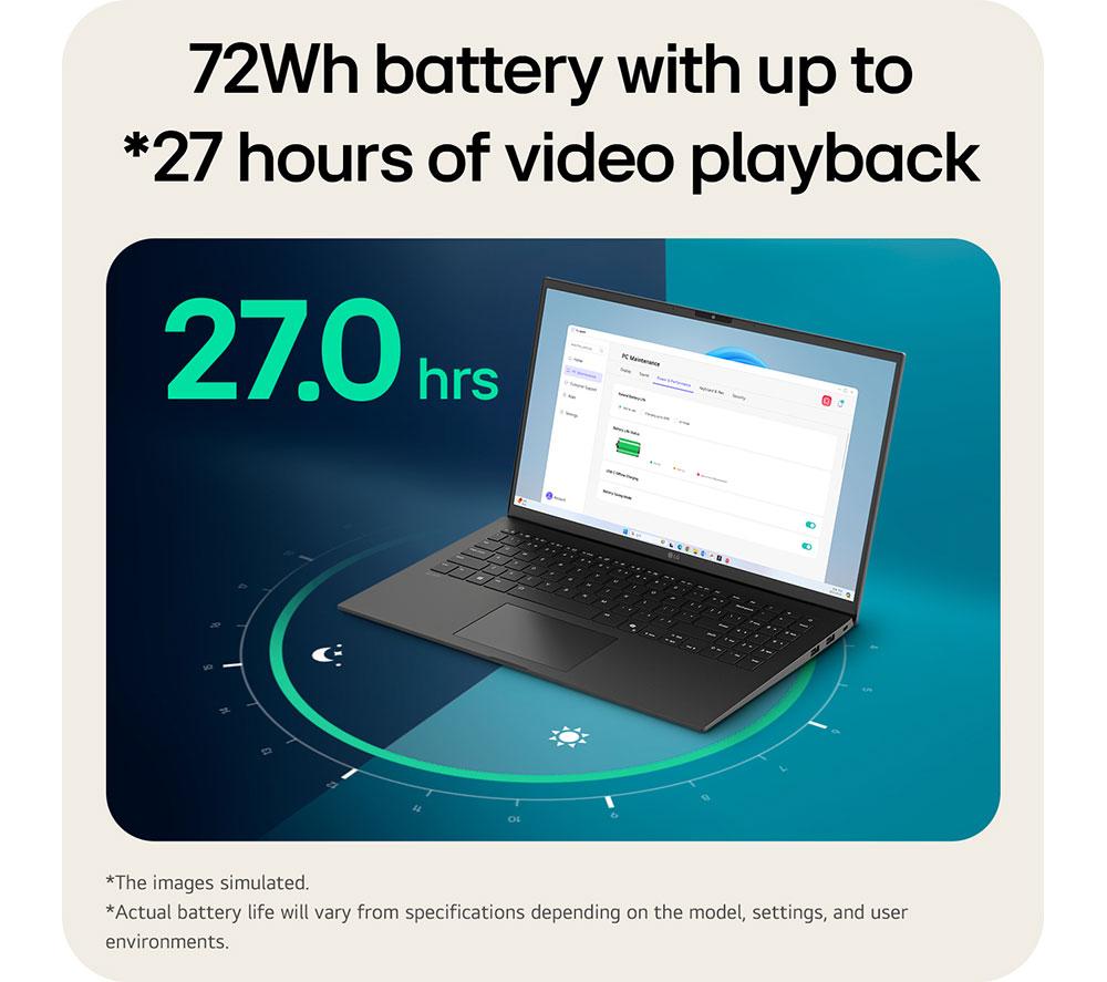 LG gram 15Z80T-G.AU78A1 15.6” Laptop, Copilot+ PC - AMD Ryzen AI 7, 1 TB SSD, Black