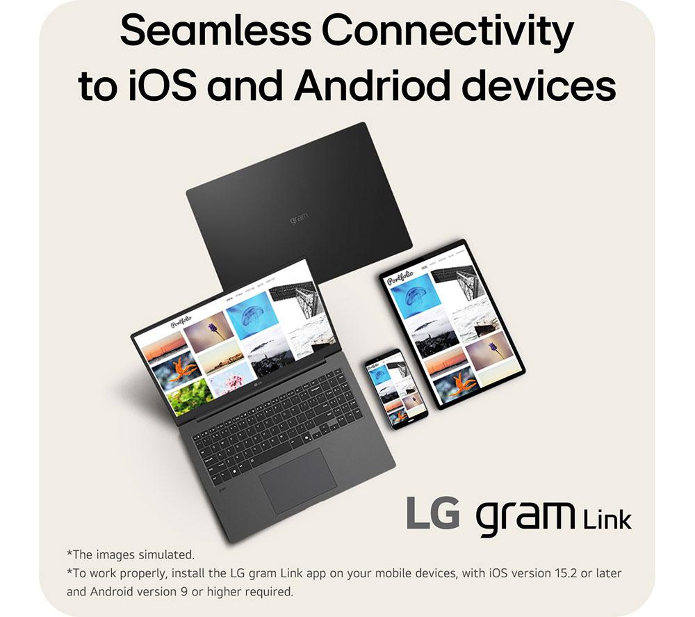 LG gram 15Z80T-G.AU78A1 15.6” Laptop, Copilot+ PC - AMD Ryzen AI 7, 1 TB SSD, Black