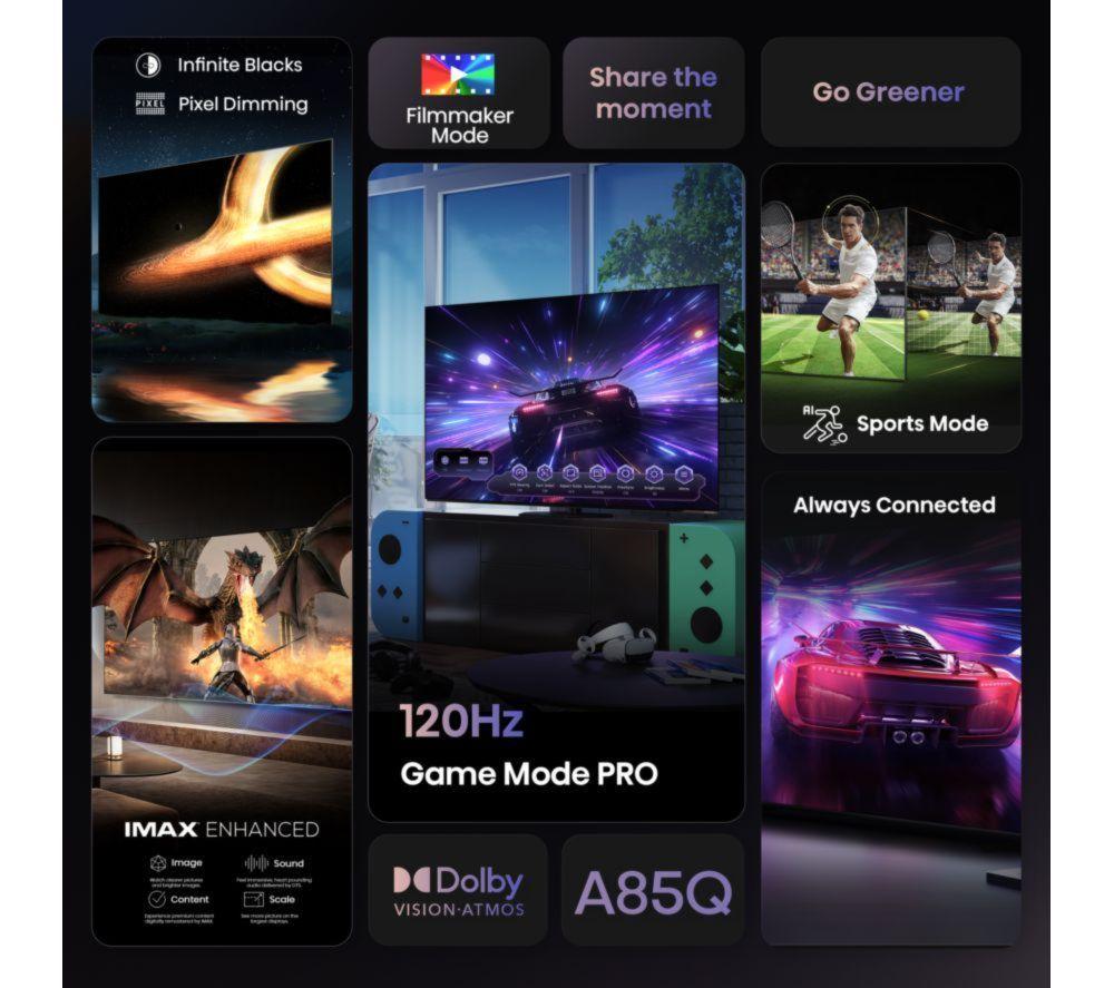 HISENSE A85Q 55" OLED 4K Smart TV con IA y Freely - 55A85QTUK