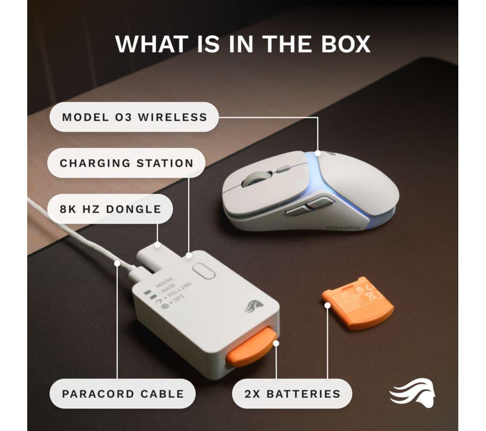 GLORIOUS Model O3 RGB Wireless Optical Gaming Mouse - White