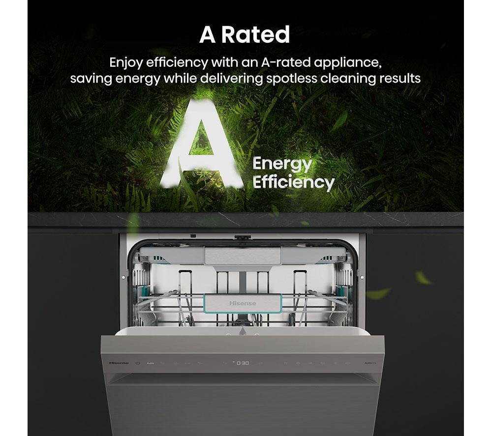 HISENSE Auto Dose HS693A90XADUK Full-size WiFi-enabled Dishwasher - Stainless Steel