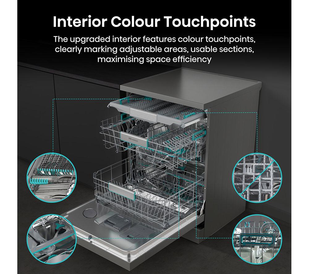 HISENSE Auto Dose HS693A90XADUK Full-size WiFi-enabled Dishwasher - Stainless Steel