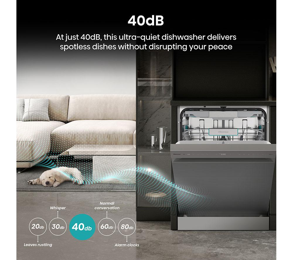 HISENSE Auto Dose HS693A90XADUK Full-size WiFi-enabled Dishwasher - Stainless Steel