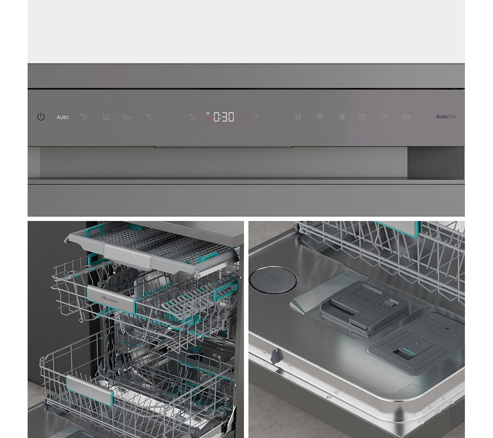 HISENSE Auto Dose HS693A90XADUK Full-size WiFi-enabled Dishwasher - Stainless Steel