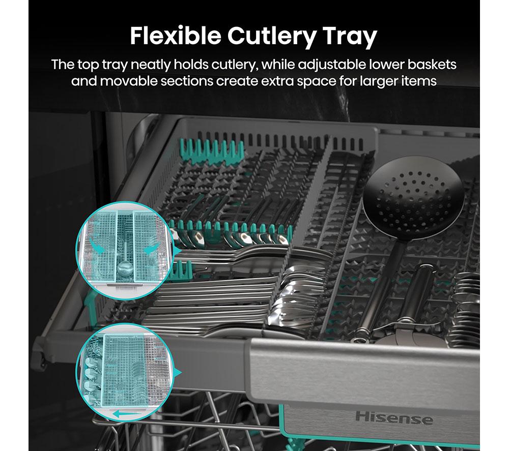 HISENSE Auto Dose HS693A90XADUK Full-size WiFi-enabled Dishwasher - Stainless Steel