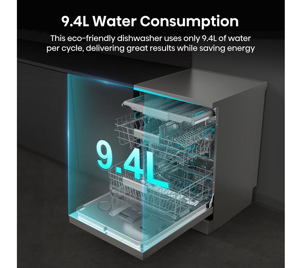 HISENSE Auto Dose HS693A90XADUK Full-size WiFi-enabled Dishwasher - Stainless Steel