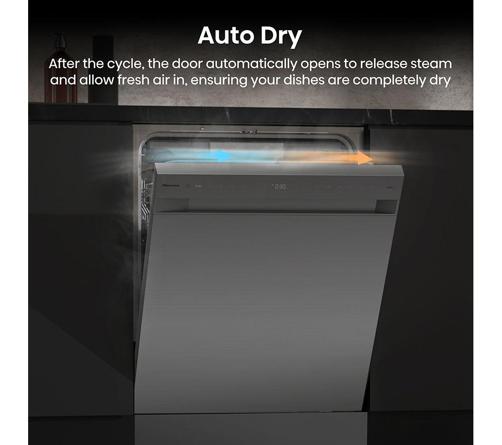 HISENSE Auto Dose HS693A90XADUK Full-size WiFi-enabled Dishwasher - Stainless Steel