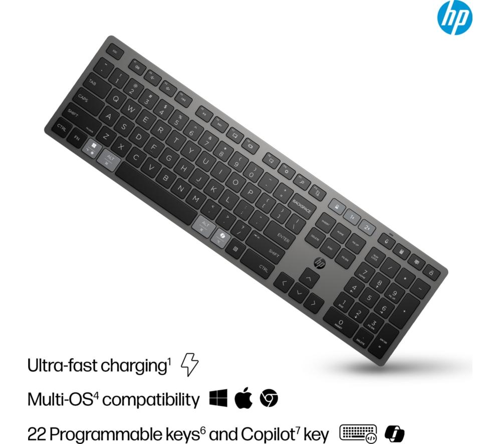Teclado inalámbrico recargable ultrarrápido multidispositivo HP 720 - Negro noche