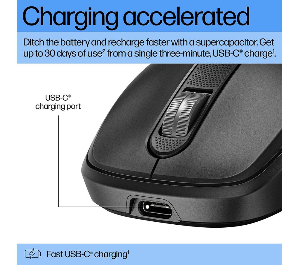 Ratón óptico inalámbrico recargable ultrarrápido HP 510 - Negro