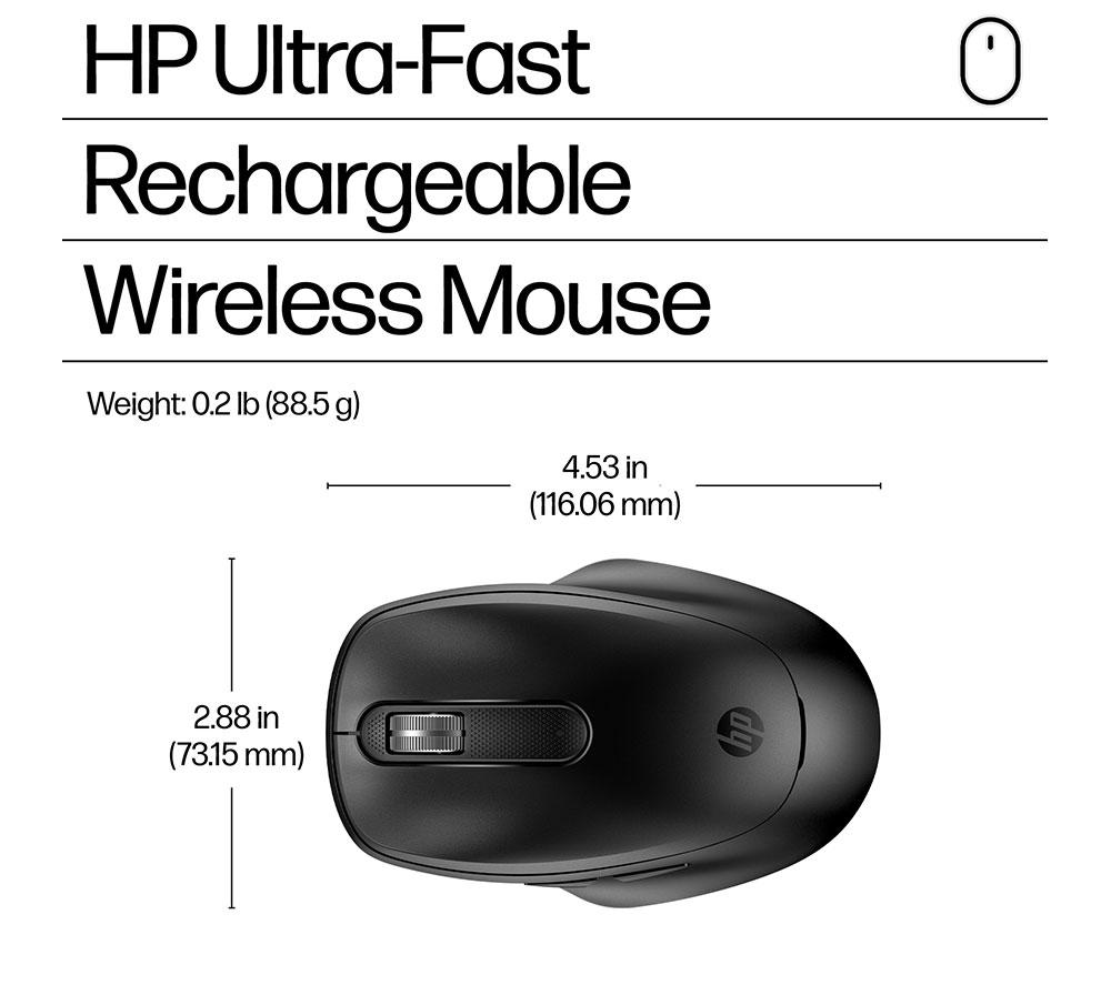 Ratón óptico inalámbrico recargable ultrarrápido HP 510 - Negro