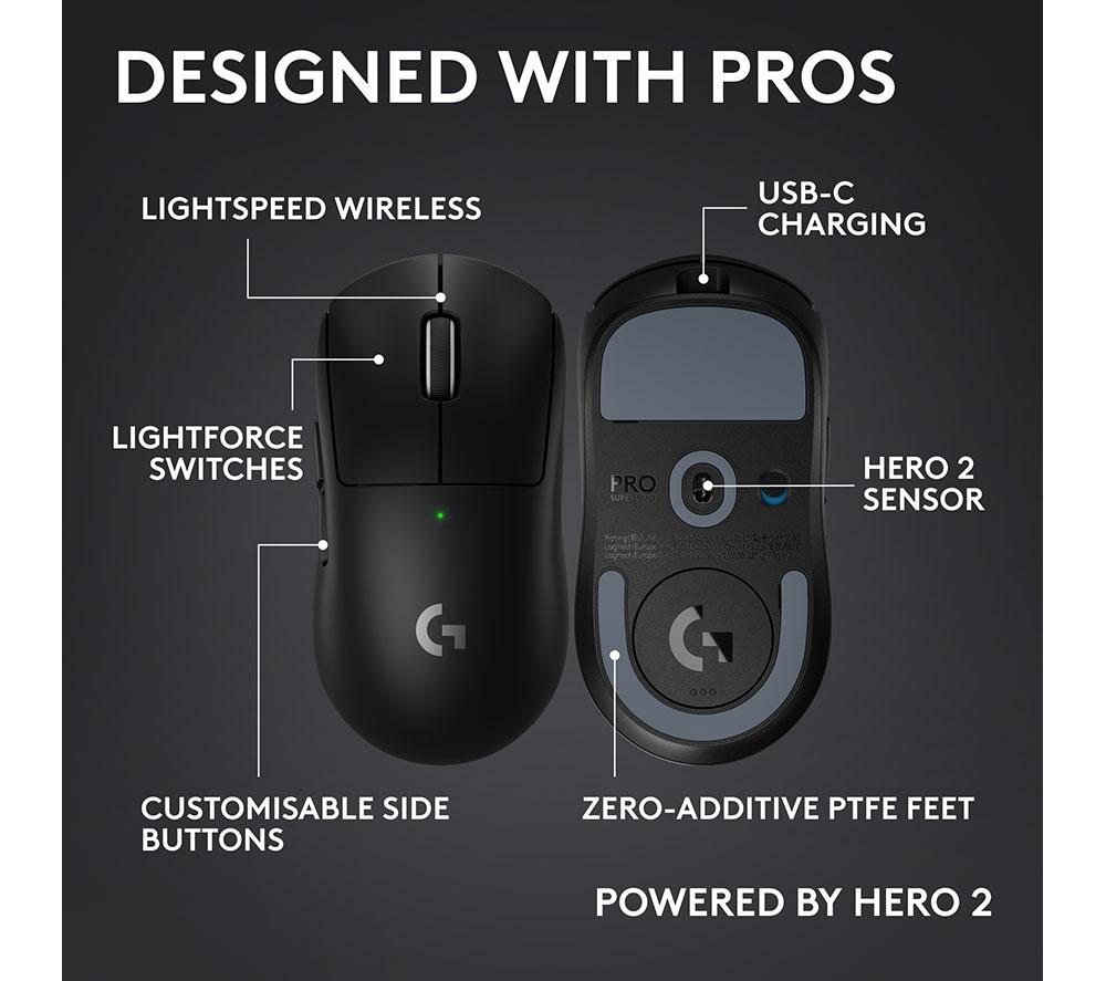 LOGITECH PRO X Superlight 2C Kabellose Optische Gaming Maus - Schwarz