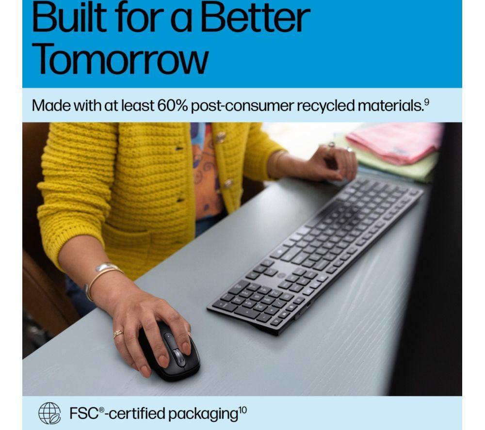 HP 720 Multi-Device Ultra-Fast Rechargeable Wireless Keyboard & Mouse Set - Black