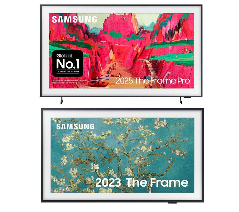 SAMSUNG The Frame Pro QE75LS03FW 75" Neo QLED 4K Smart TV & The Frame QE32LS03CBUXXU 32" Smart Full HD HDR QLED TV Bundle