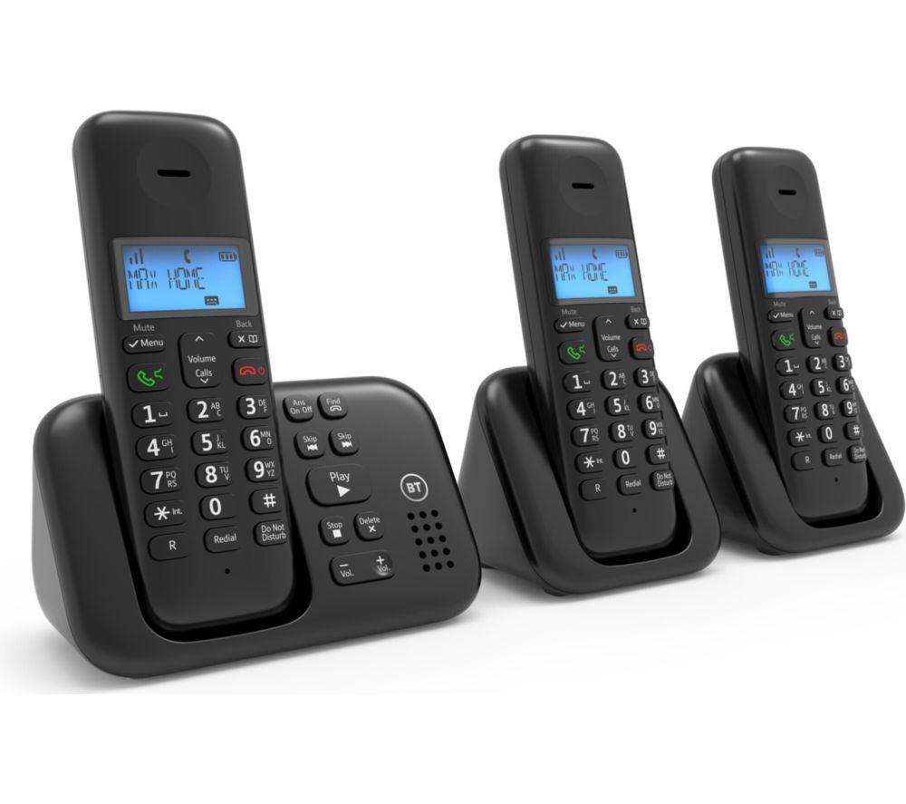 BT 3960 Cordless Phone - Triple Handsets, Black