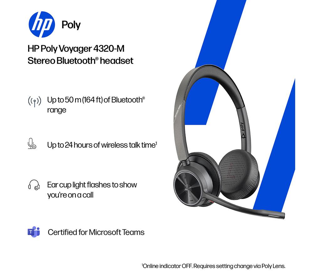 HP POLY Voyager 4320-M Wireless Headset - Black