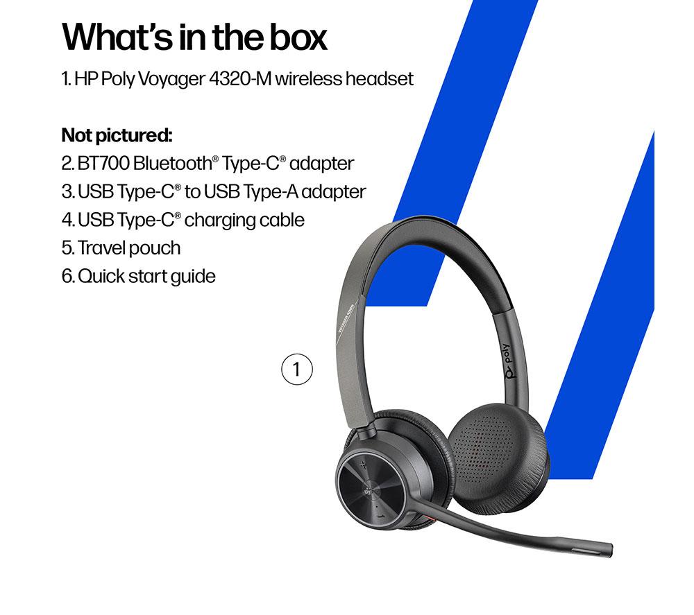 HP POLY Voyager 4320-M Wireless Headset - Black
