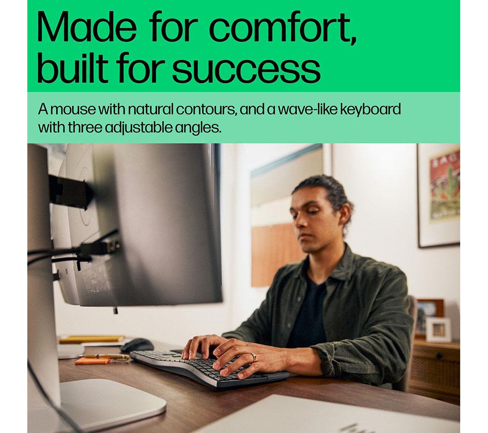 HP 680 Comfort Dual-Mode Wireless Keyboard & Mouse Set - Black