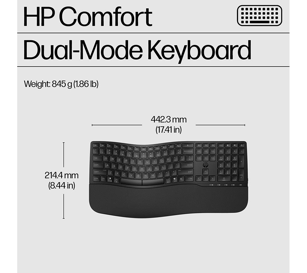 HP 680 Comfort Dual-Mode Wireless Keyboard & Mouse Set - Black