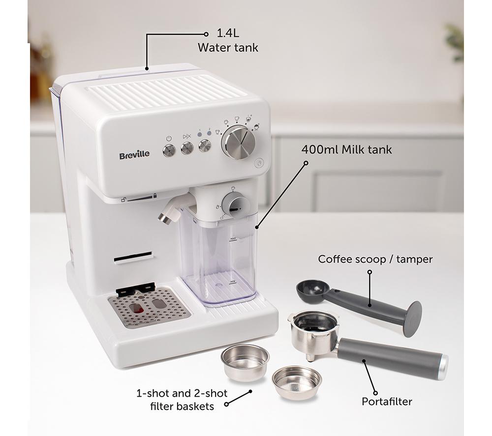 BREVILLE Prima Latte VCF190 Kaffeemaschine - Weiß