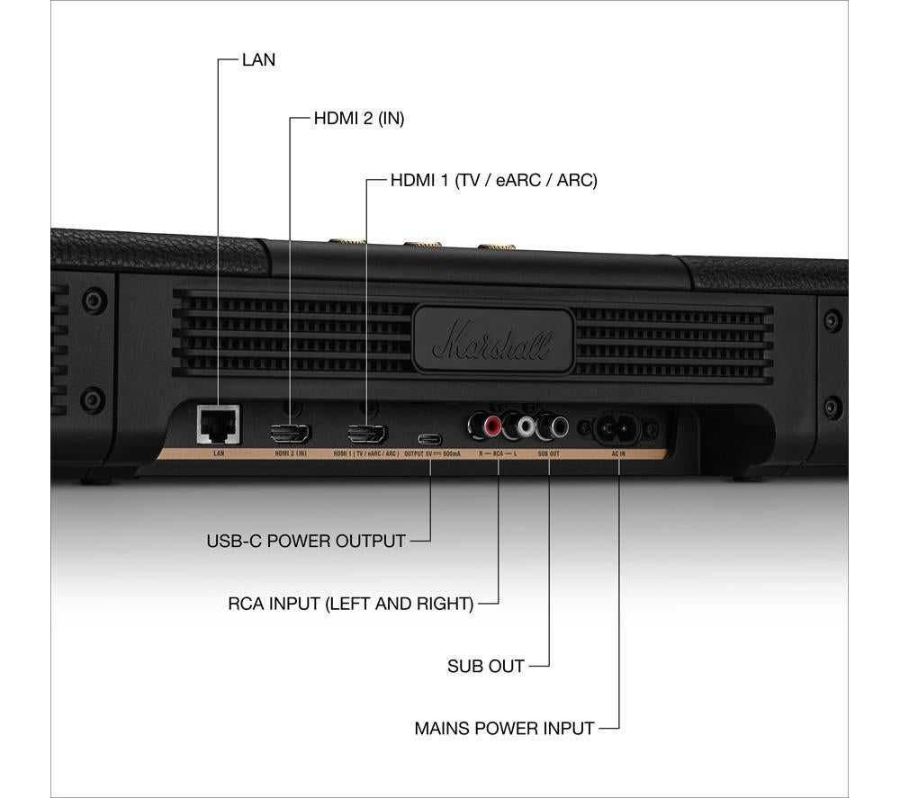 Barra de sonido todo en uno MARSHALL Heston 120 5.1.2 - Negro
