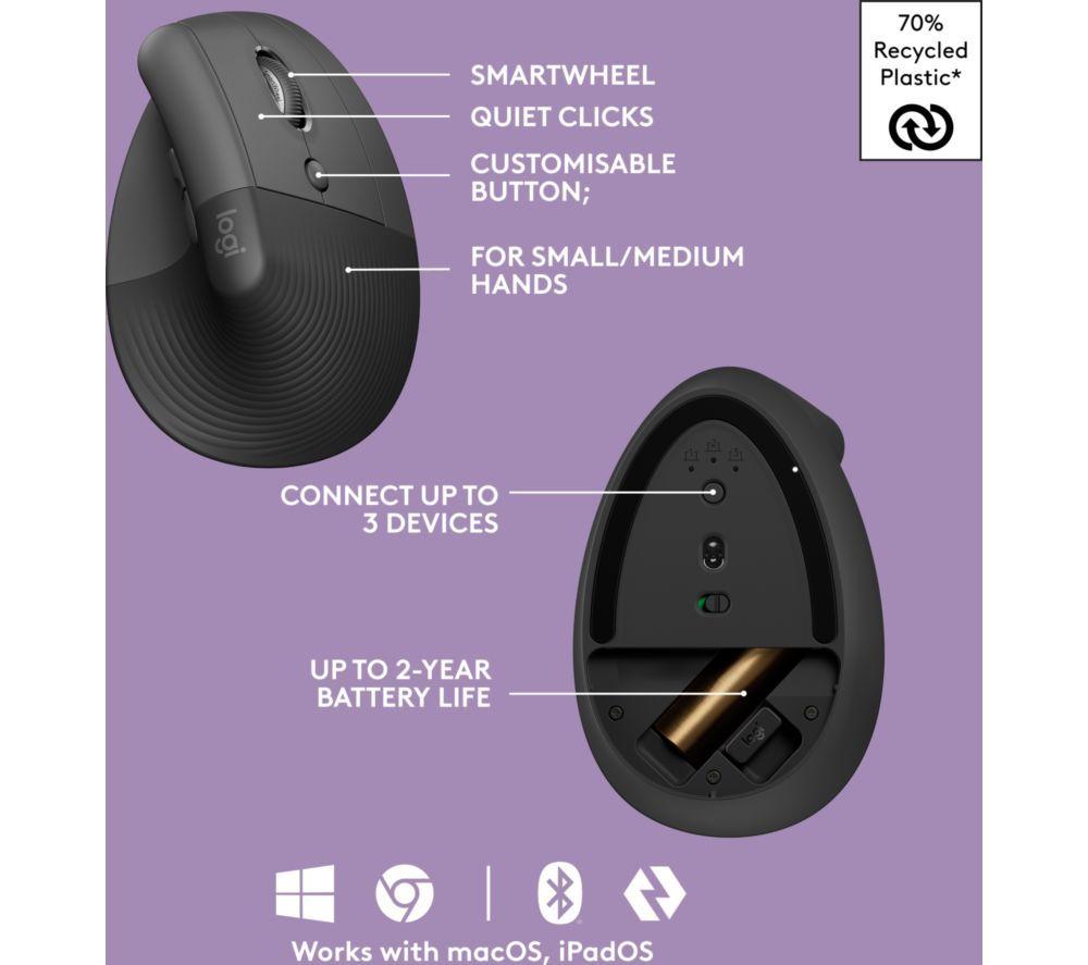 LOGITECH Wave Keys Wireless Keyboard & Lift Mouse Set - Graphite