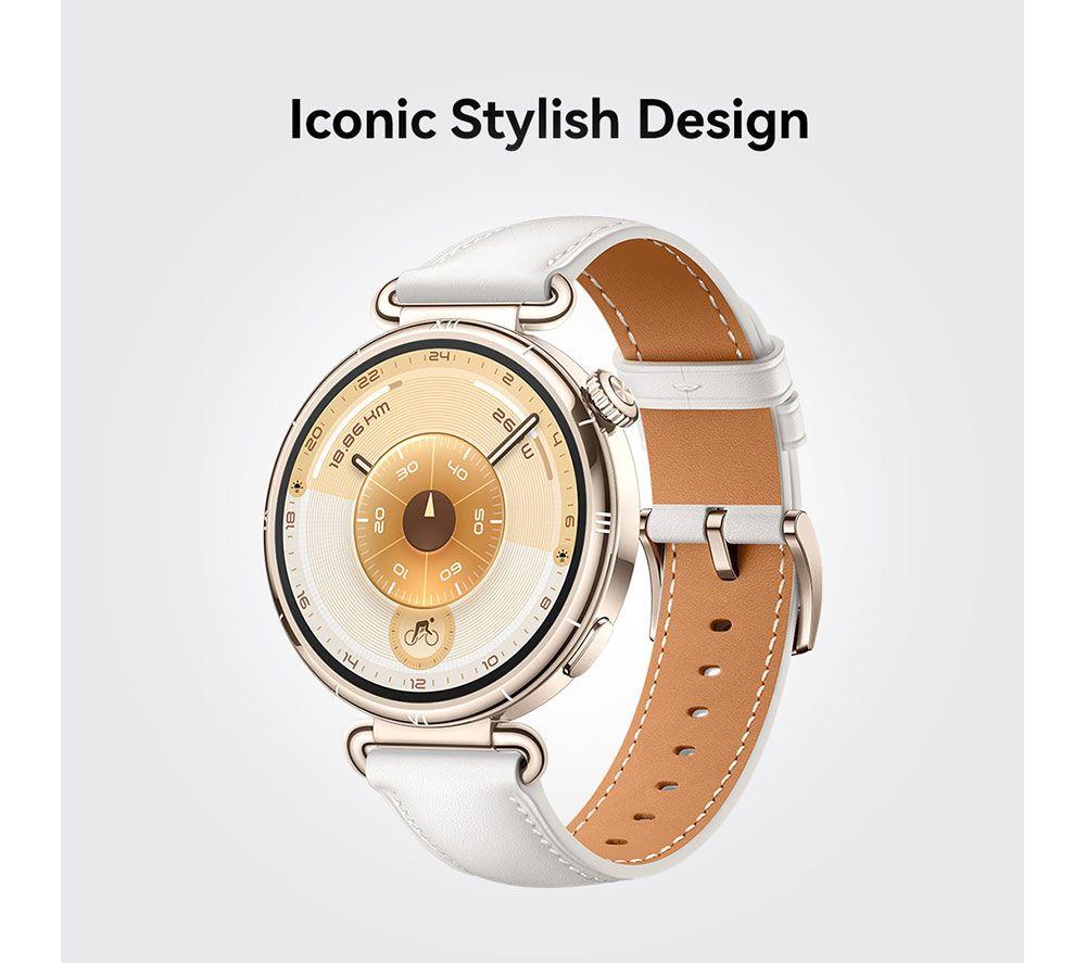 HUAWEI Watch GT 6 - Gold with White Composite Leather Strap, 41 mm