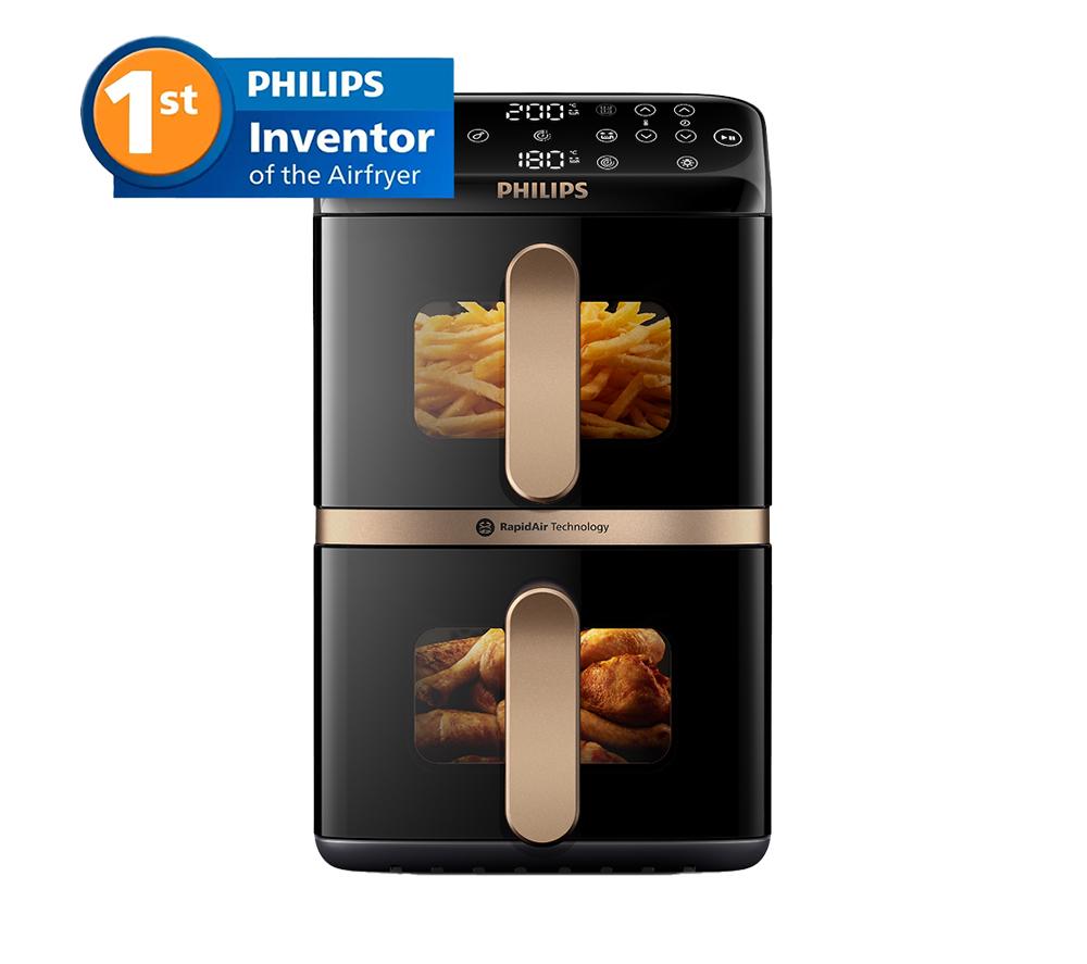 PHILIPS Serie 4000 NA462/79 Freidora de aire de doble cesta apilada - Negro y cobre