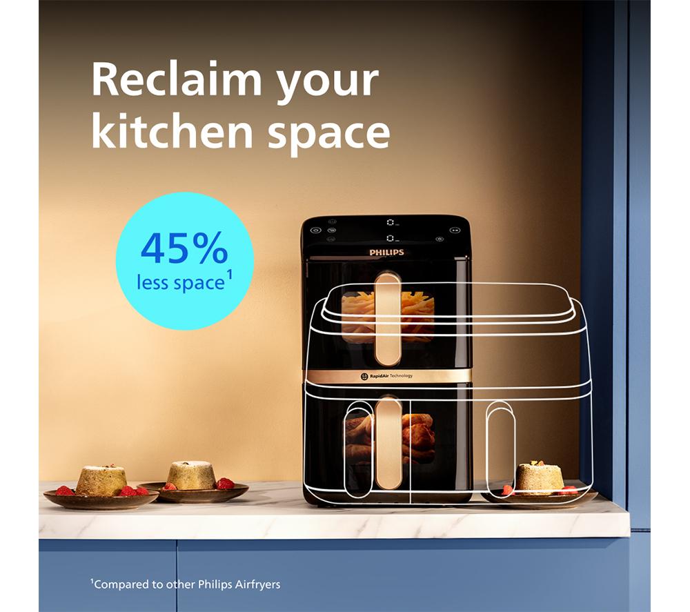 PHILIPS Serie 4000 NA462/79 Freidora de aire de doble cesta apilada - Negro y cobre