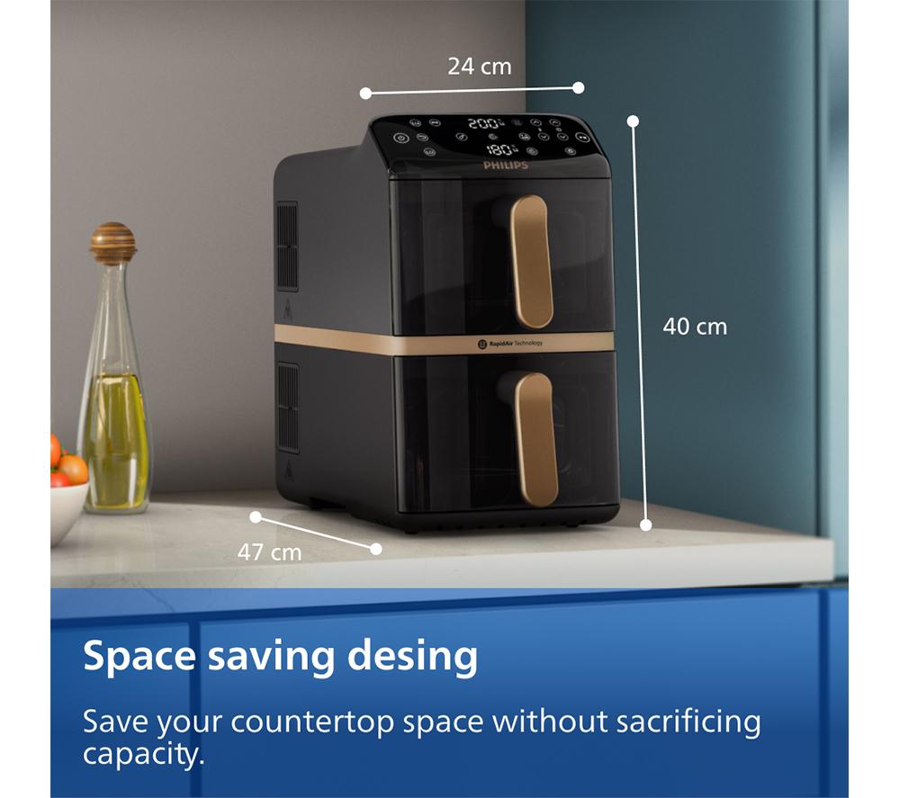 PHILIPS Serie 4000 NA462/79 Freidora de aire de doble cesta apilada - Negro y cobre