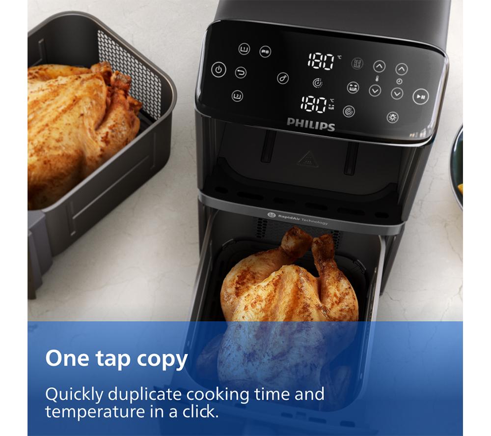 PHILIPS Serie 4000 NA462/79 Freidora de aire de doble cesta apilada - Negro y cobre