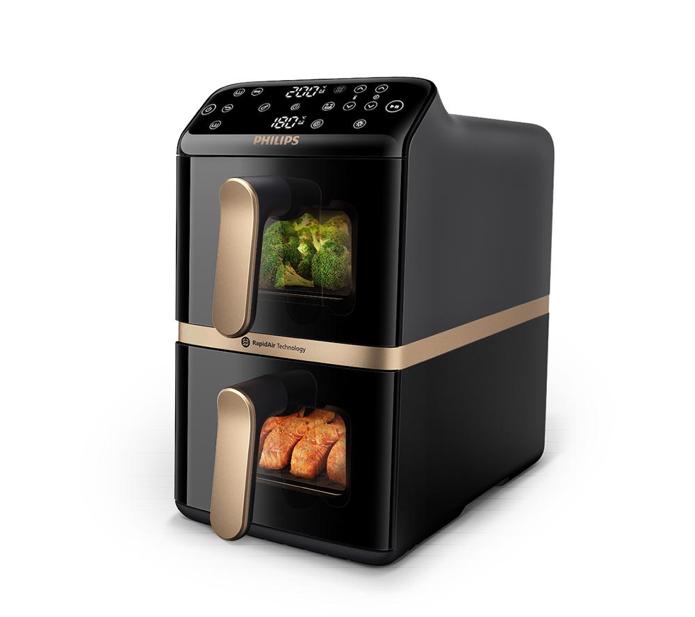 PHILIPS Serie 4000 NA462/79 Freidora de aire de doble cesta apilada - Negro y cobre